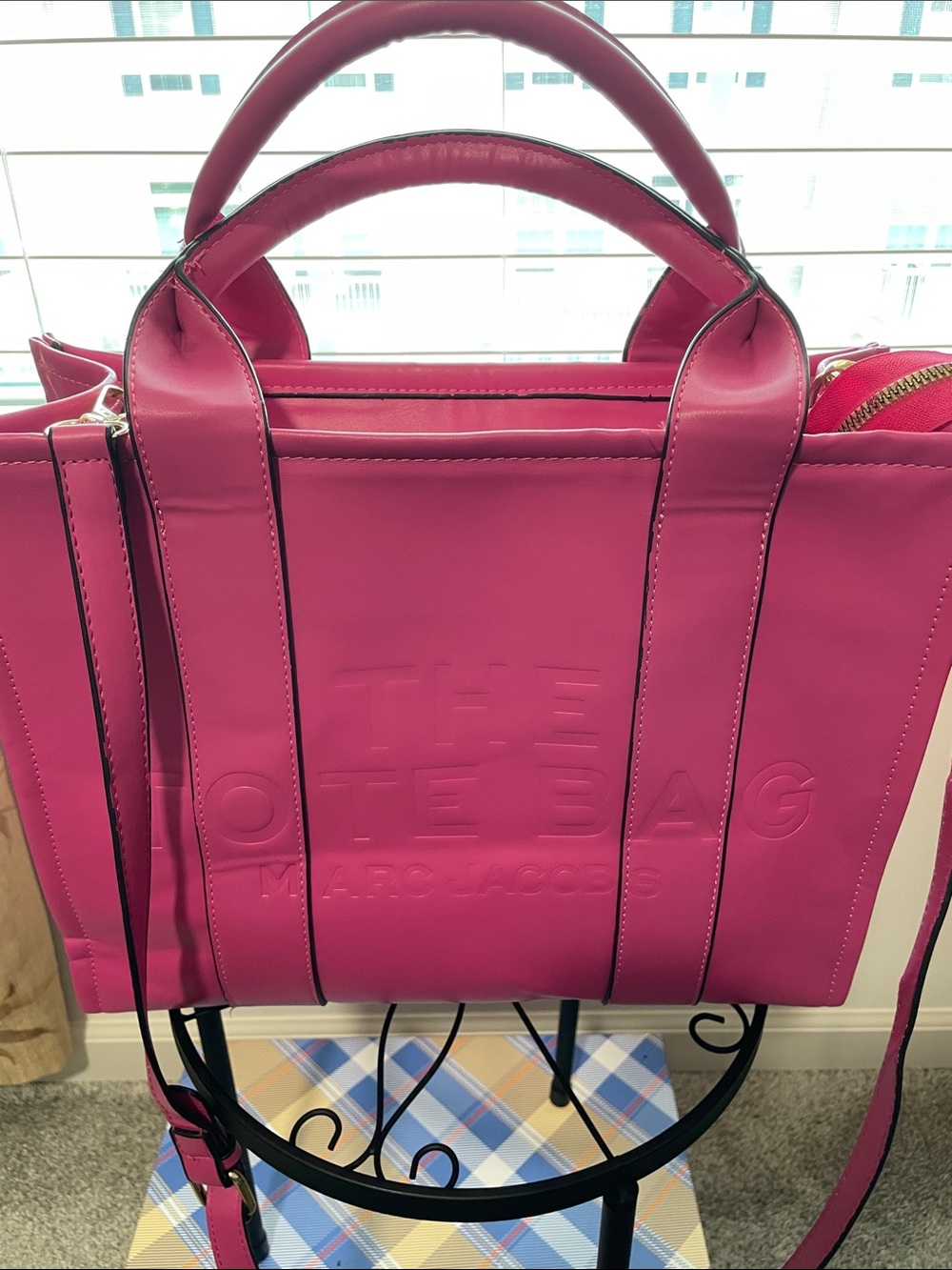 Marc Jacobs Pink Leather Tote with Embossed Logo